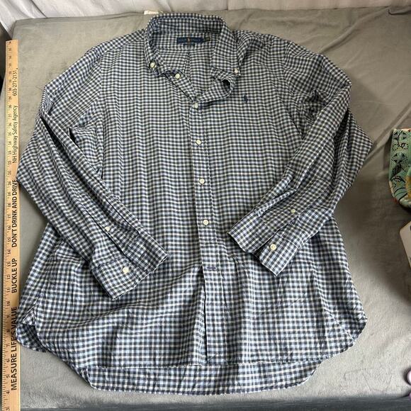Ralph Lauren Classic Fit Blue Plaid Long Sleeve Button up size XL - Picture 1 of 6